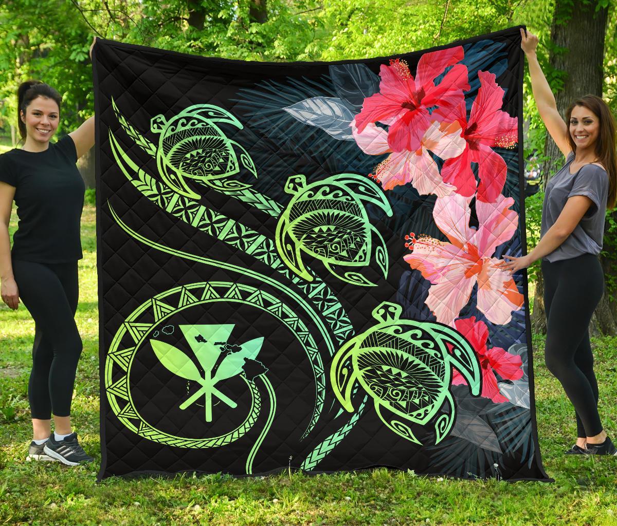 Hawaii Turtle Polynesian Tropical Premium Quilt - Cora Style Yellow Yellow - Polynesian Pride