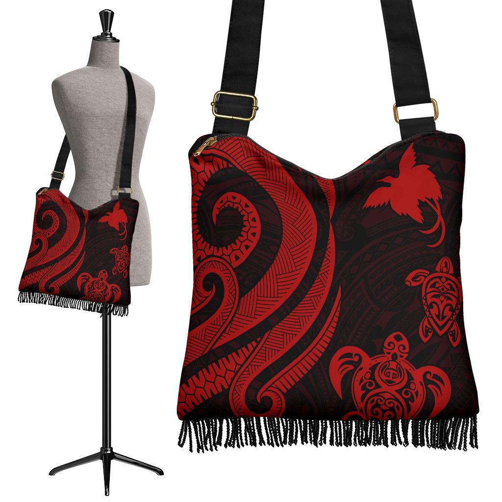 Papua New Guinea Boho Handbag - Red Tentacle Turtle Boho Handbag One Size Red - Polynesian Pride