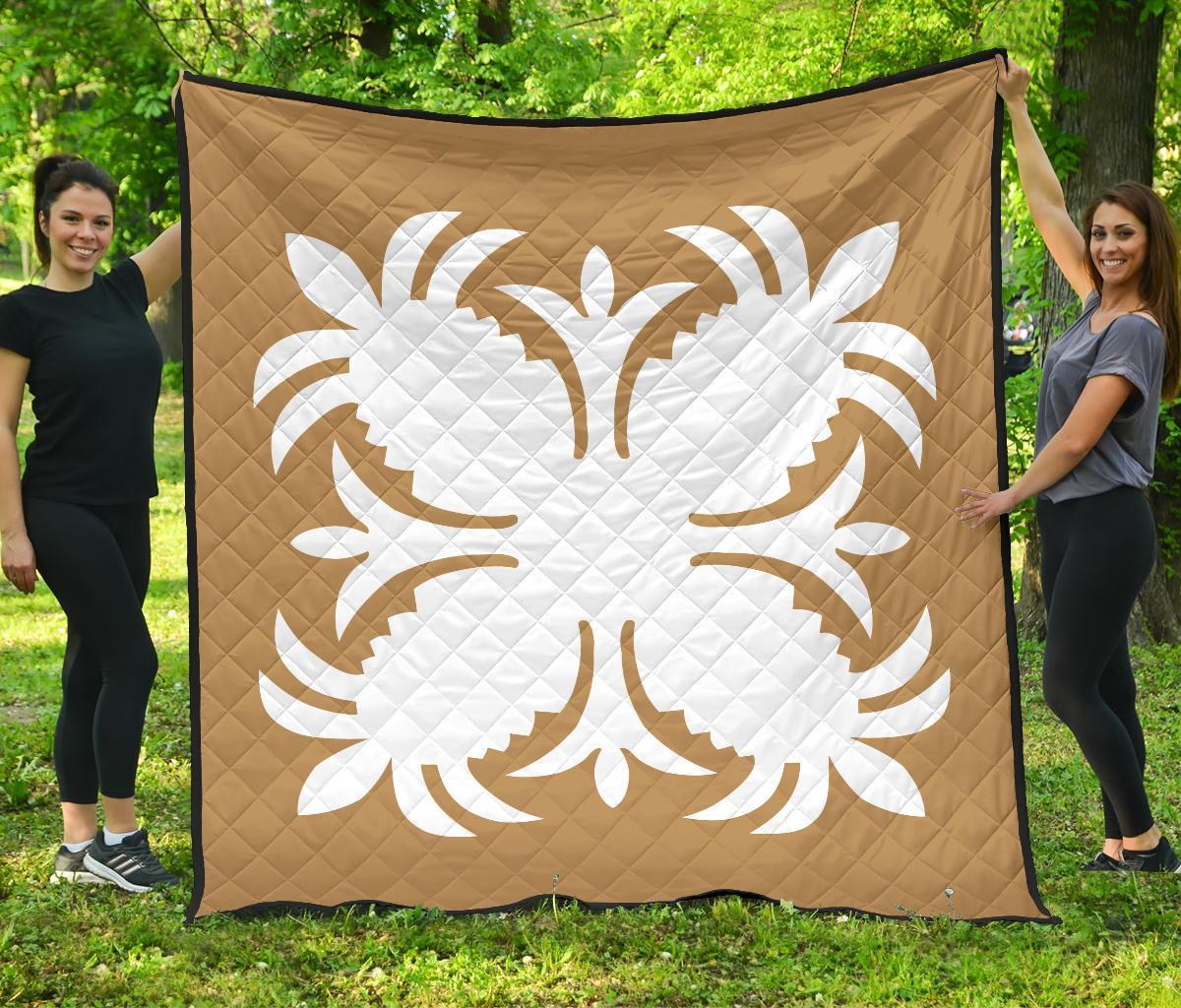 Hawaiian Premium Quilt Royal Pattern - Gold - A2 Style Gold - Polynesian Pride