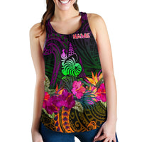New Caledonia Polynesian Personalised Women's Racerback Tank - Summer Hibiscus - Polynesian Pride