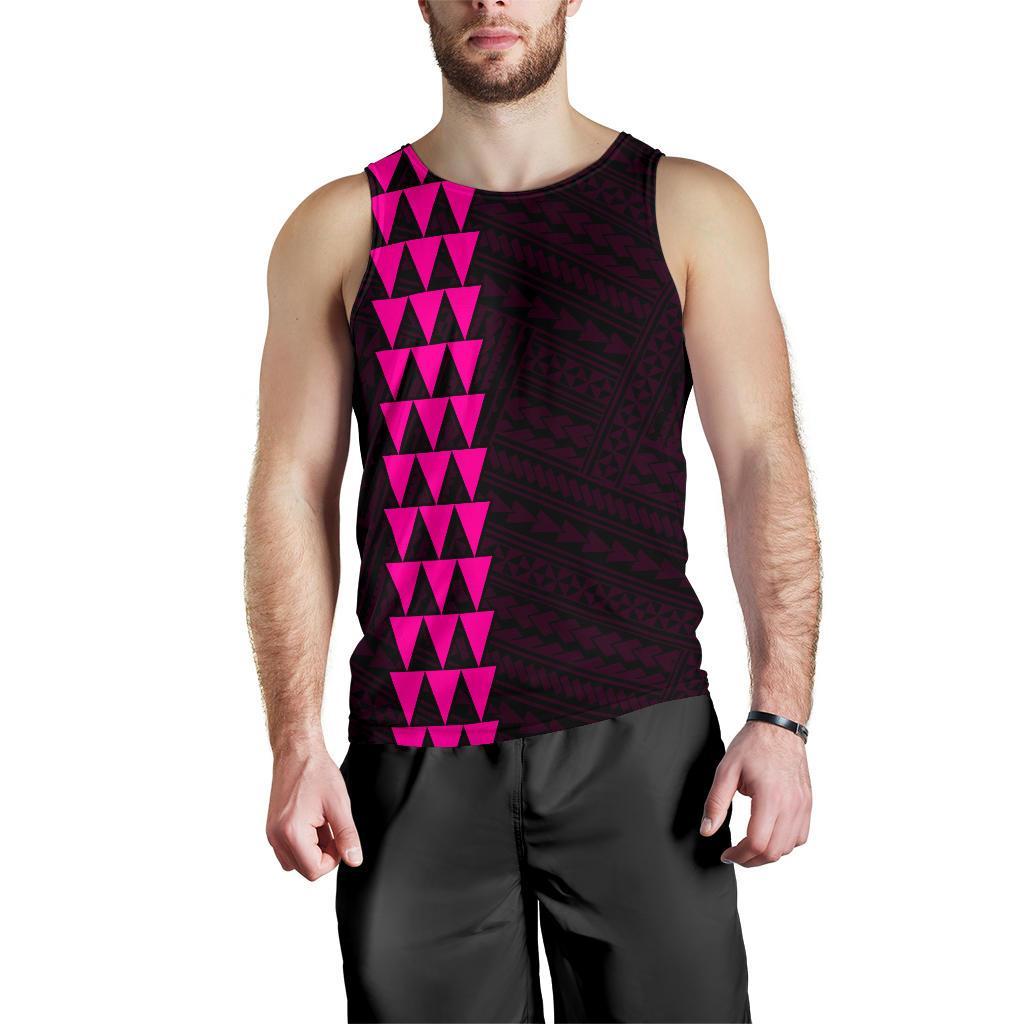 Hawaii Kakau Polynesian Kanaka Map Men's Tank Top - Pink - Polynesian Pride