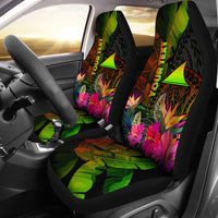 Tokelau Polynesian Personalised Car Seat Covers - Hibiscus and Banana Leaves Universal Fit Reggae - Polynesian Pride