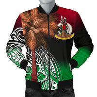 Vanuatu Men's Bomber Jacket Polynesian Palm Tree Flag Black - Polynesian Pride