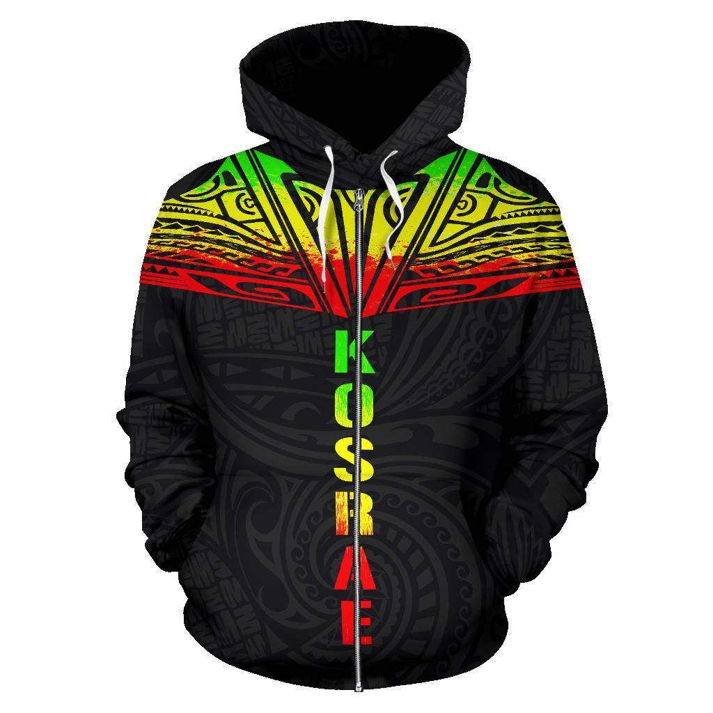 Kosrae All Over Zip up Hoodie Reggae Neck Style - Polynesian Pride