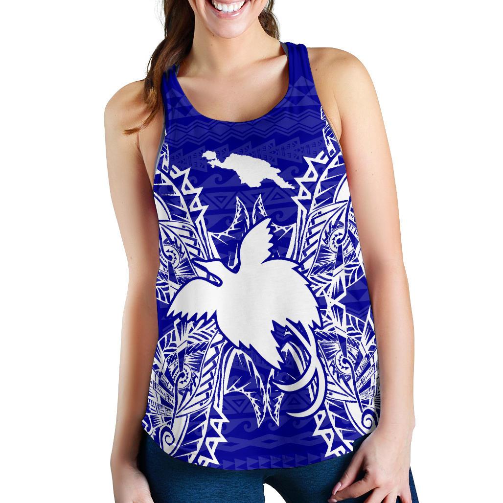 Papua New Guinea Polynesian Women Tank Top Map Blue Blue - Polynesian Pride