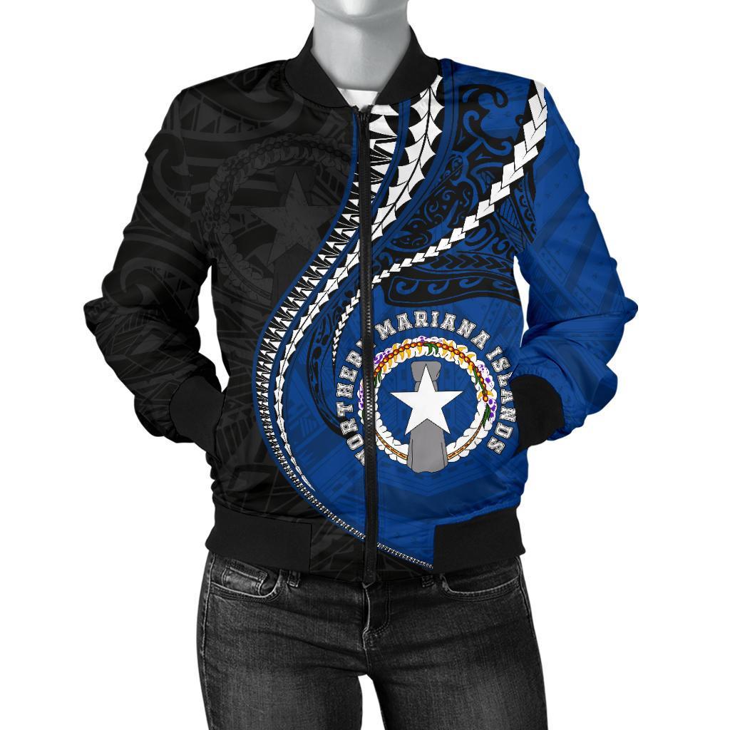 Northern Mariana Islands Women's Bomber Jacket Kanaloa Tatau Gen MP - Polynesian Pride