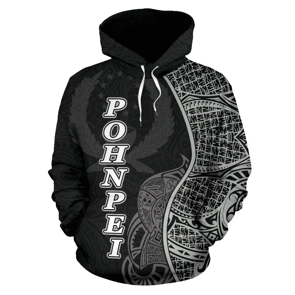 Pohnpei Polynesian Hoodie Coconut Tree Black - Polynesian Pride