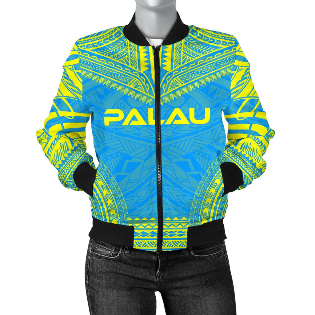 Palau Flag Polynesian Chief Women'S Bomber Jacket Blue - Polynesian Pride
