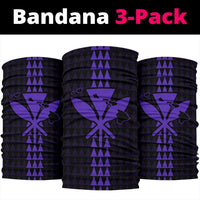 Hawaii Kanaka Map Kakau Bandana 3 - Pack - Purple - Polynesian Pride