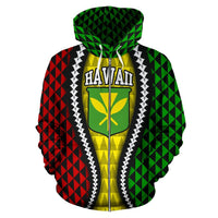 Hawaii Zipper Hoodie Hawaii Kanaka Maoli Flag - Polynesian Pride