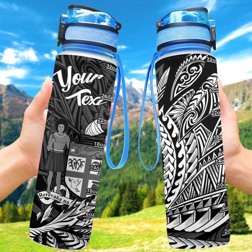 Fiji Custom Personalised Hydro Tracking Bottle - Wings Style Hydro Tracking Bottle - Fiji 32oz Large Black - Polynesian Pride