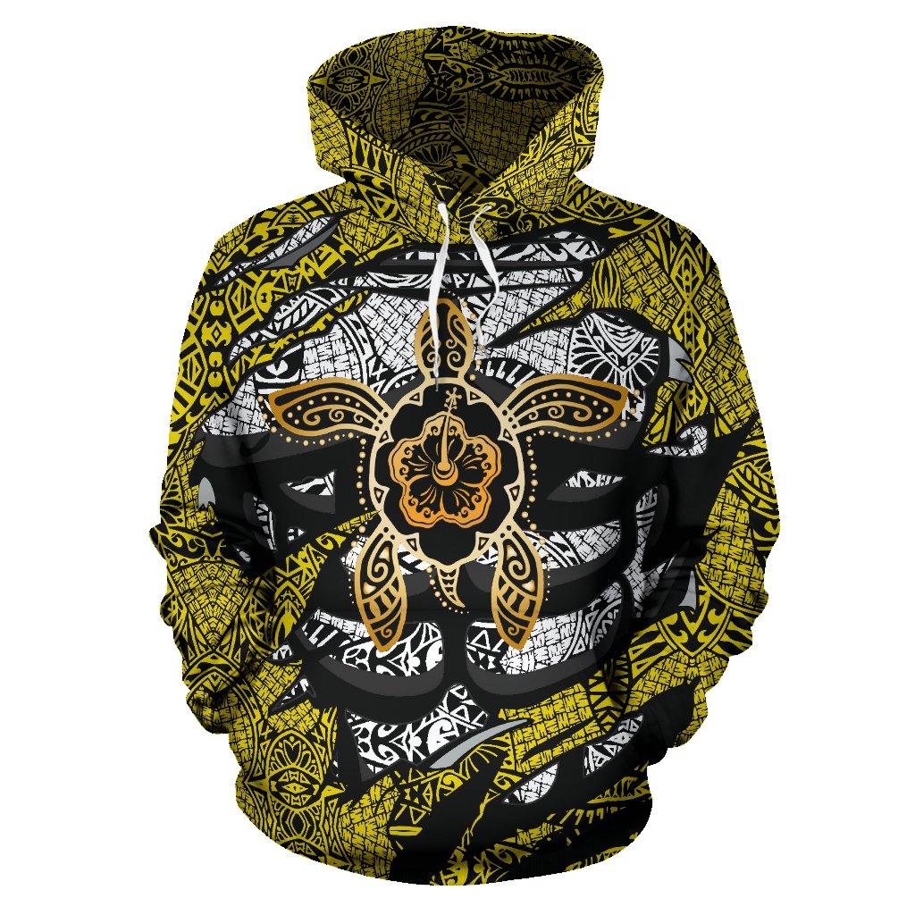 Hibiscus Polynesian Yellow Hawaii Turtle Hoodie - Polynesian Pride