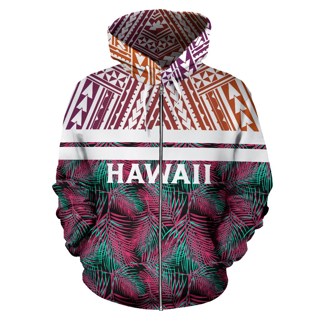 Hawaii Summer Tropical Polynesian Kanaka Zip Hoodie - Polynesian Pride