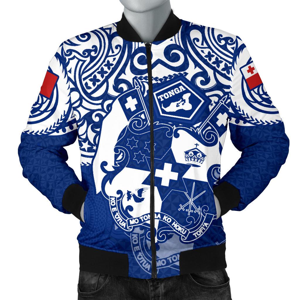 Tonga Polynesian Bomber Jacket (Men) - Tongan Pride (Bright Blue) Blue - Polynesian Pride