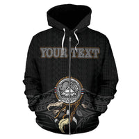 American Samoa Polynesian Custom Zip up Hoodie Eagle and Dream Catcher - Polynesian Pride