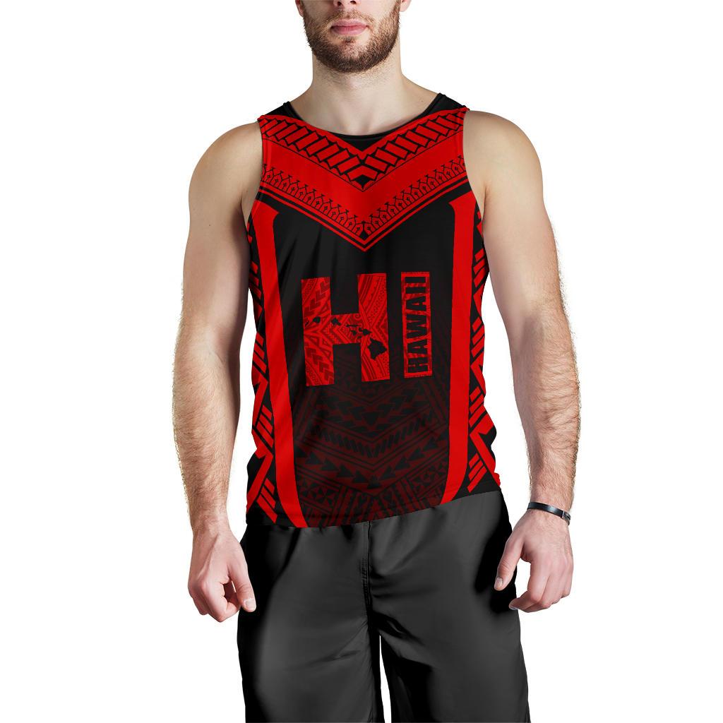 Hawaiian Kanaka Polynesian Men's Tank Top Active Red - Polynesian Pride