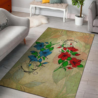 Hibibus Blue And Red Area Rug AH Blue - Polynesian Pride