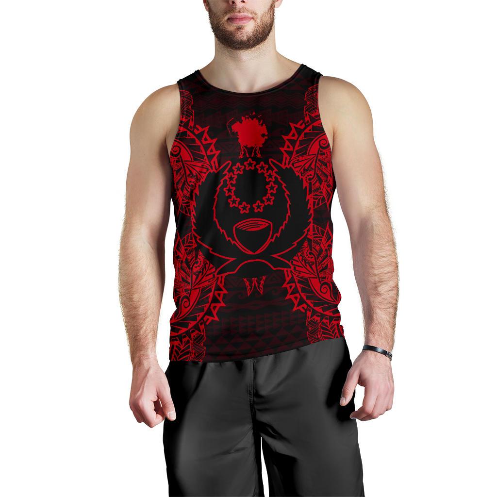 Pohnpei Polynesian Men Tank Top Map Red Red - Polynesian Pride