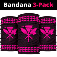 Hawaii Kakau Polynesian Kanaka Map Bandana 3 - Pack - Pink - Polynesian Pride