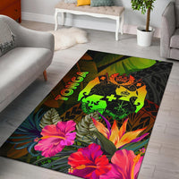 Tonga Polynesian Area Rug - Hibiscus and Banana Leaves Reggae - Polynesian Pride