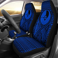 Yap Car Seat Cover - Yap Flag Polynesian Tattoo Blue Universal Fit Blue - Polynesian Pride