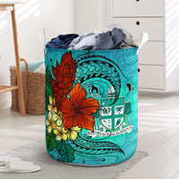 Fiji Laundry Basket - Tropical Flowers Style Laundry Basket - Fiji One Size Blue - Polynesian Pride