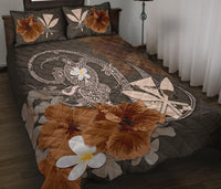 Kanaka Maoli (Hawaii) Quilt Bed Set - Hibiscus Turtle Tribal Brown - Polynesian Pride