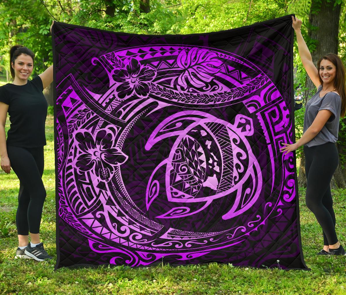Hawaiian Turtle Polynesian Purple Premium Quilt Purple - Polynesian Pride