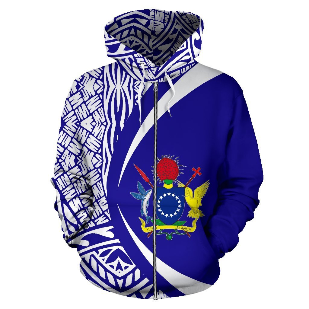 Cook Islands Polynesian Zip up Hoodie Circle Style 06 Unisex Black - Polynesian Pride