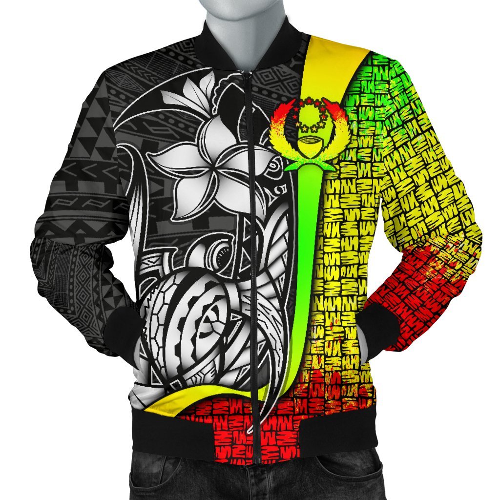 Pohnpei Micronesia Men's Bomber Jackets Reggae - Turtle With Hook Reggae - Polynesian Pride
