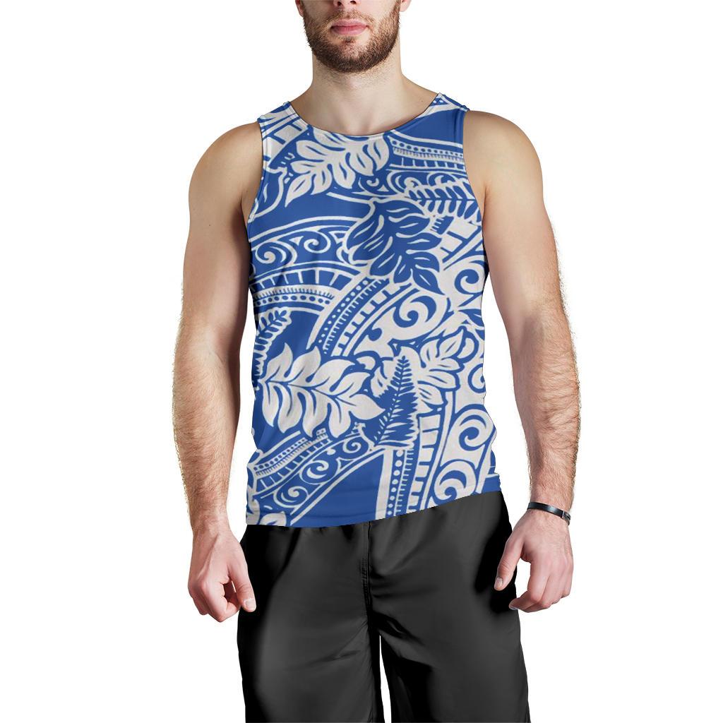 Polynesian Men Tank Top 47 White-Blue - Polynesian Pride