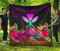 Polynesian Hawaii Kanaka Maoli Premium Quilt - Summer Hibiscus - Polynesian Pride