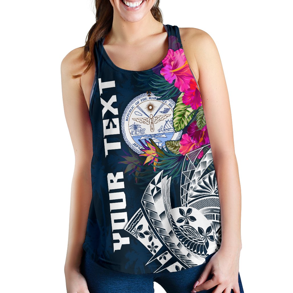 Marshall Island Custom Personalised Women's Racerback Tank - Summer Vibes - Polynesian Pride