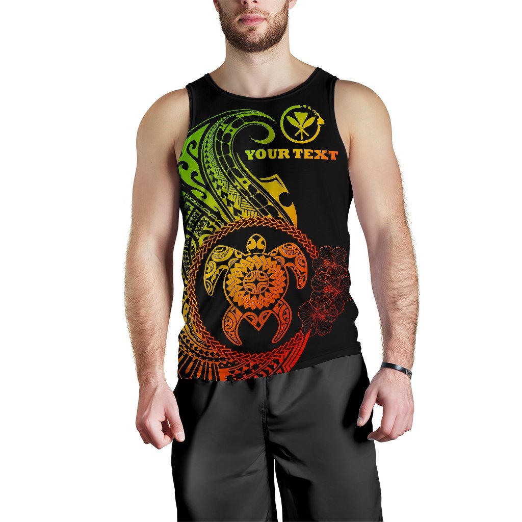Hawaii Polynesian Personalised Men's Tank Top - Vintage Polynesian Turtle (Reggae) - Polynesian Pride