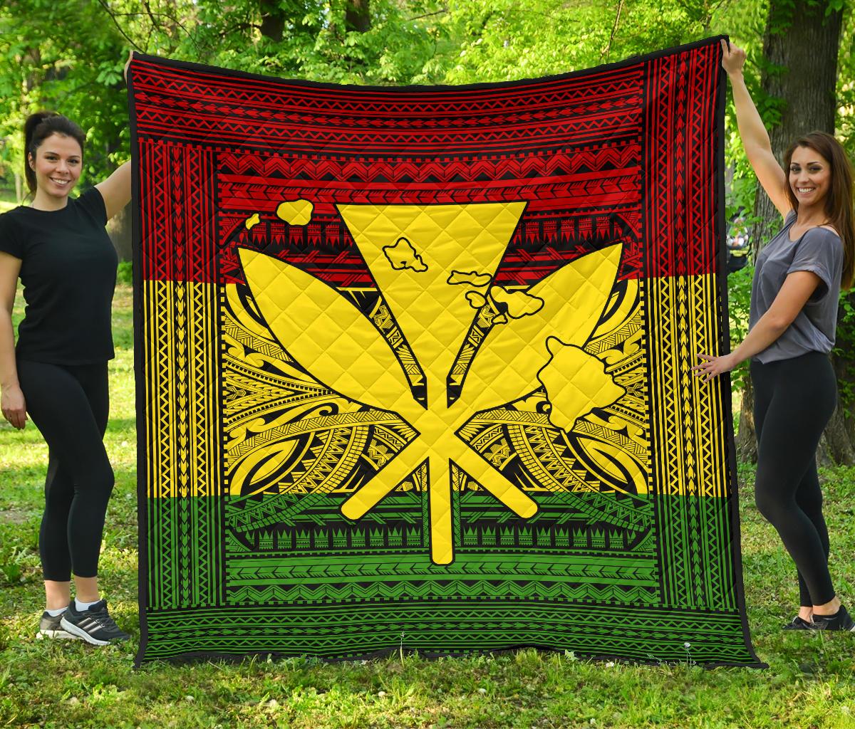 Hawaii Polynesian Kanaka Maoli Premium Quilt Red - Polynesian Pride