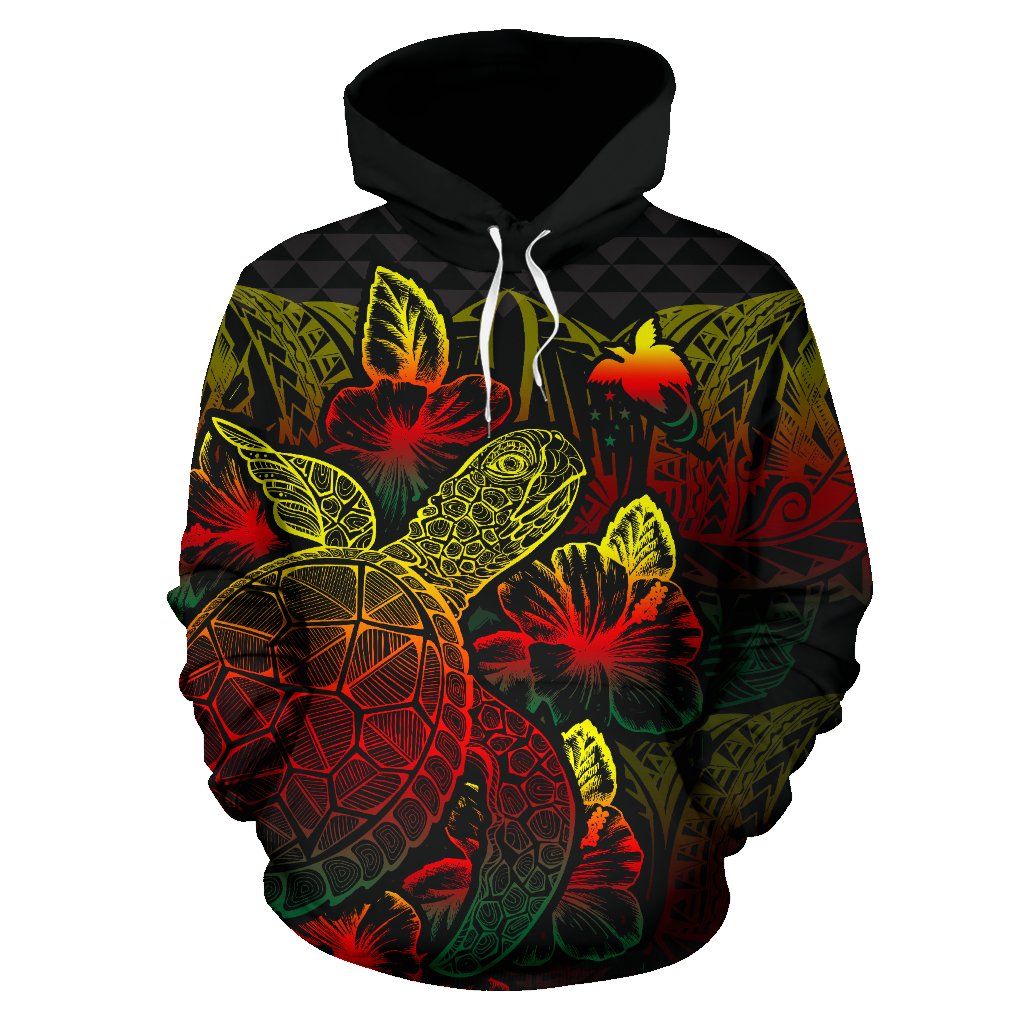 Papua New Guinea Polynesian Hoodie Turtle Hibiscus Reggae - Polynesian Pride
