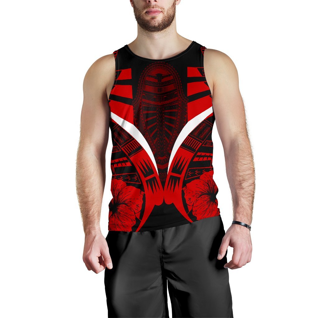 Polynesian Tattoo Men Tank Top Hibiscus Red K9 Red - Polynesian Pride