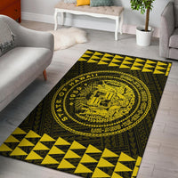 Kakau Seal Of Hawaii Polynesian - Yellow Rug Yellow - Polynesian Pride