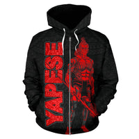 Yap Zip up Hoodie Micronesia Yapese Warrior Red - Polynesian Pride
