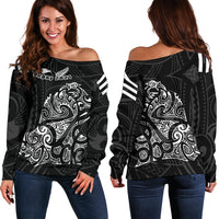 Aotearoa Super Rugby Off Shoulder Sweater Maori Kiwi Black - Polynesian Pride