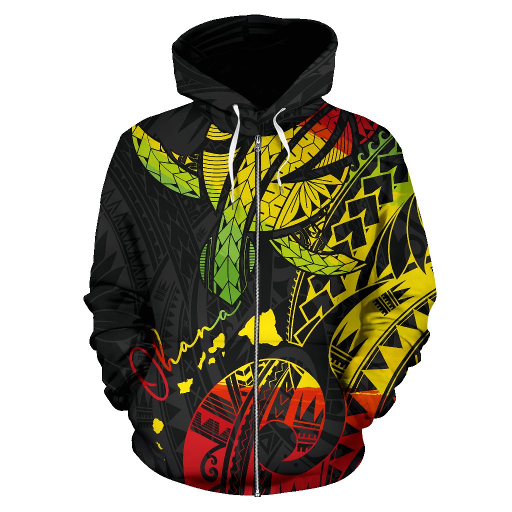 Hawaiian Reggae Turtle Zip Hoodie - Polynesian Pride