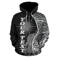 Marshall Islands Polynesian Custom Zip up Hoodie Coconut Black - Polynesian Pride