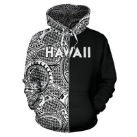 Polynesian Madame Pele Kanaka Hawaii Zip Hoodie The Half White - Polynesian Pride