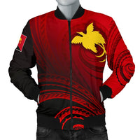 Papua New Guinea Men's Bomber Jacket - Raggiana Bird of Paradise Polynesian Patterns Red - Polynesian Pride