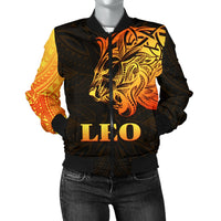 Sun In Leo Zodiac Women Bomber Jacket Polynesian Tattoo Simple - Orange Black Art - Polynesian Pride