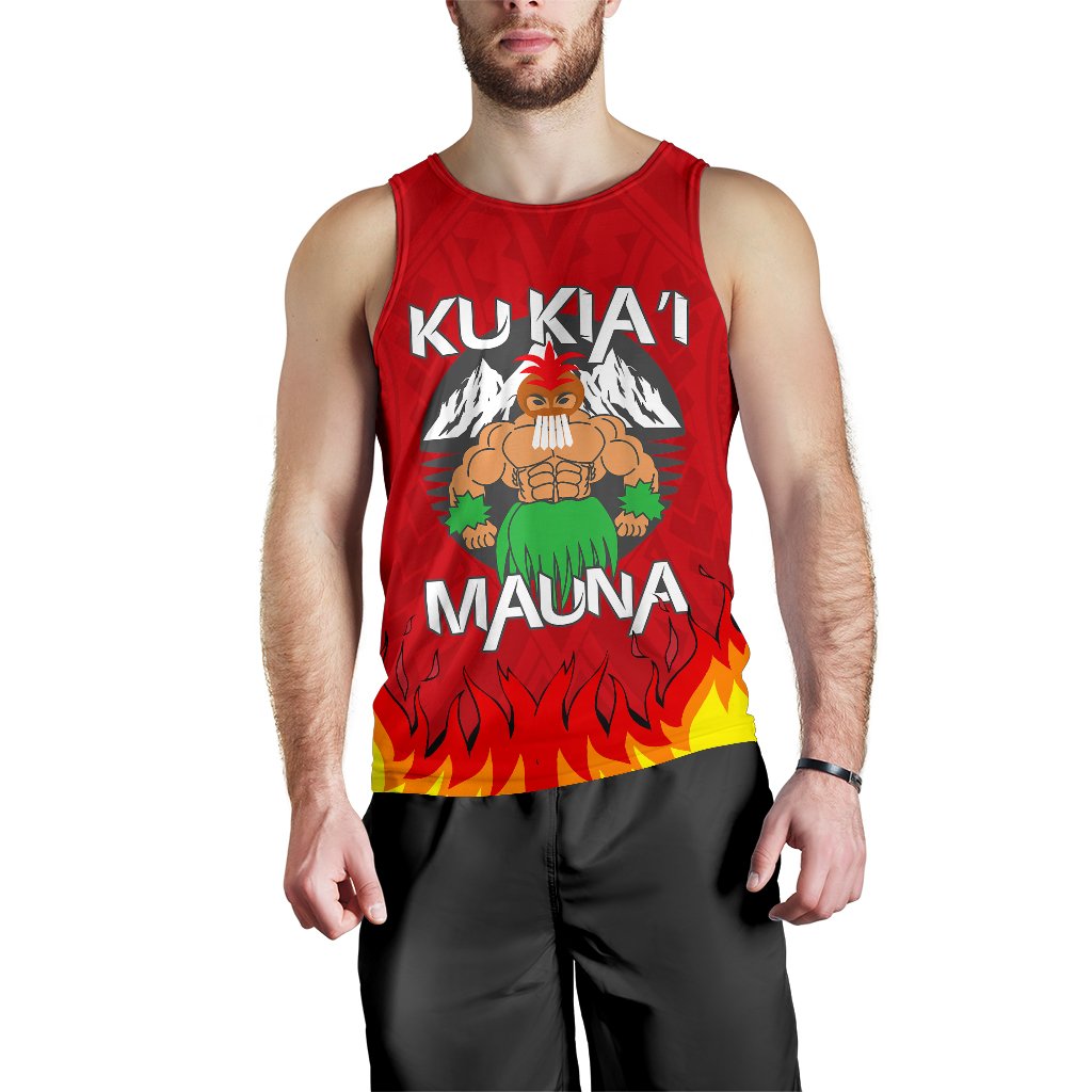 Hawaii Mauna Kea Men's Tank Top - Warrior Version Red - Polynesian Pride