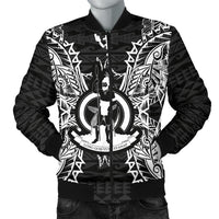 Vanuatu Polynesian Men's Bomber Jacket Map Black Black - Polynesian Pride