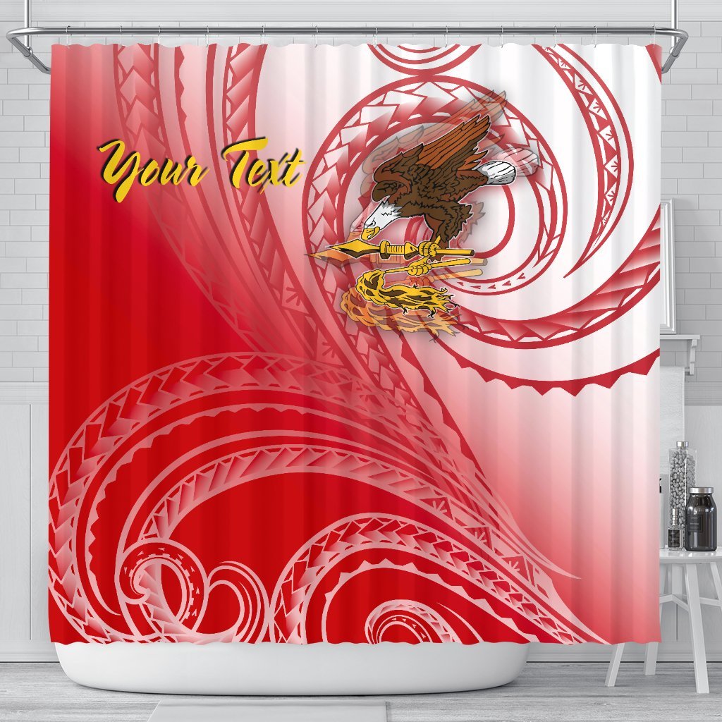 American Samoa Polynesian Custom Personalised Personalized Shower Curtain - Bald Eagle (Red) - Polynesian Pride