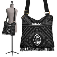 Guam Crossbody Boho Hadbag - Guam Seal With Polynesian Tattoo Style (Black) - Polynesian Pride