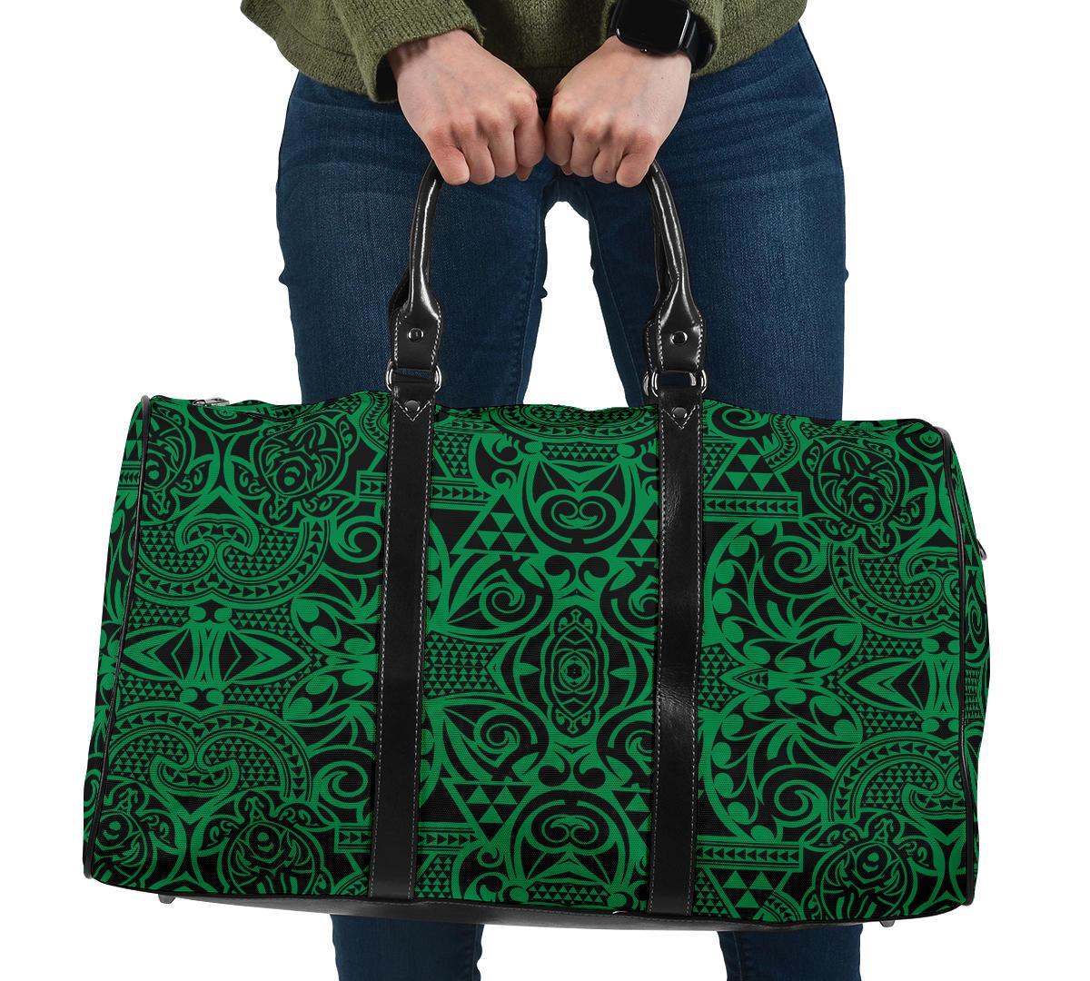 Polynesian Kakau Turtle Green Hawaii Travel Bag Travel Bag One size Green - Polynesian Pride